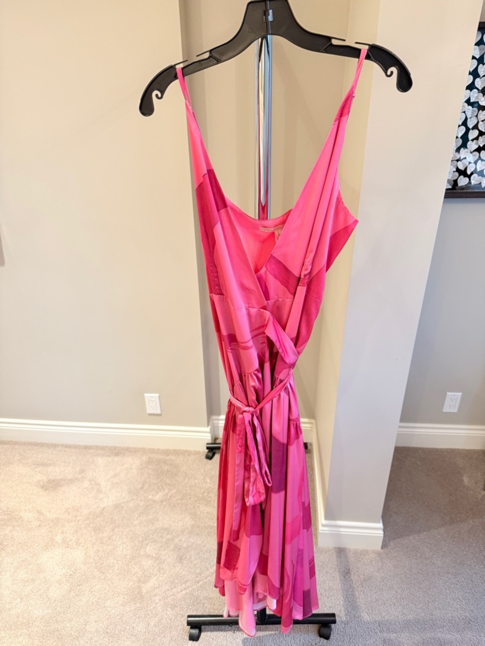 Hutch Bright Pink Sleeveless Wrap Dress